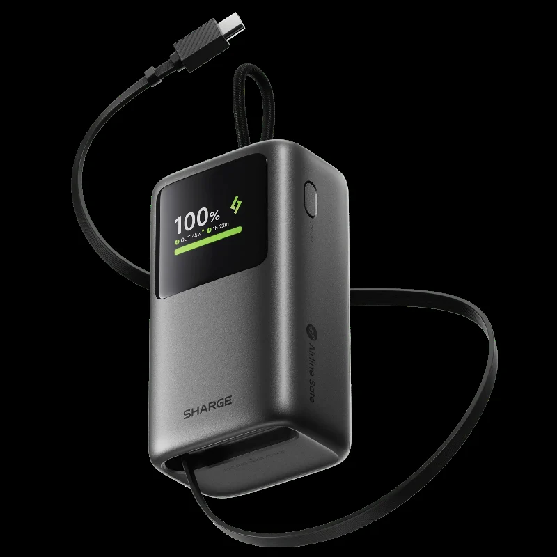 Sharge HyperTower 45 Power Bank (45W, 10K, Built-in Cable)
