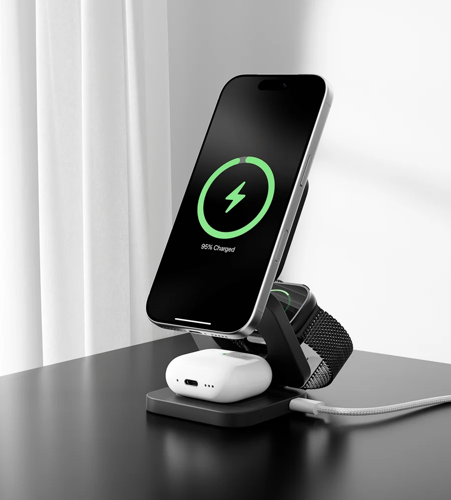 KUXIU X55 3-in-1 Foldable Wireless Charging Station