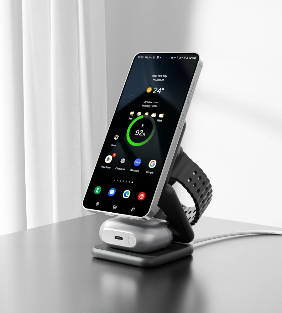 KUXIU X40Q Qi2.2 3-in-1 Foldable Wireless Charging Station for Samsung