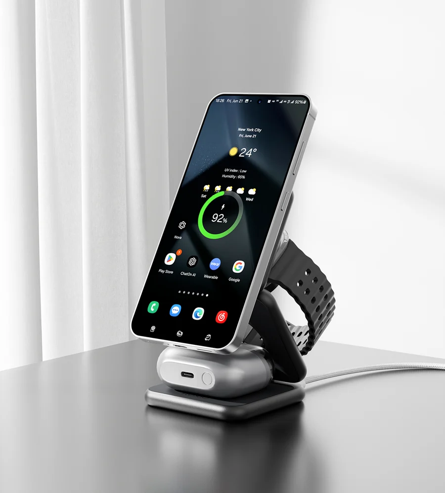 KUXIU X40 3-in-1 Foldable Wireless Charging Station for Samsung