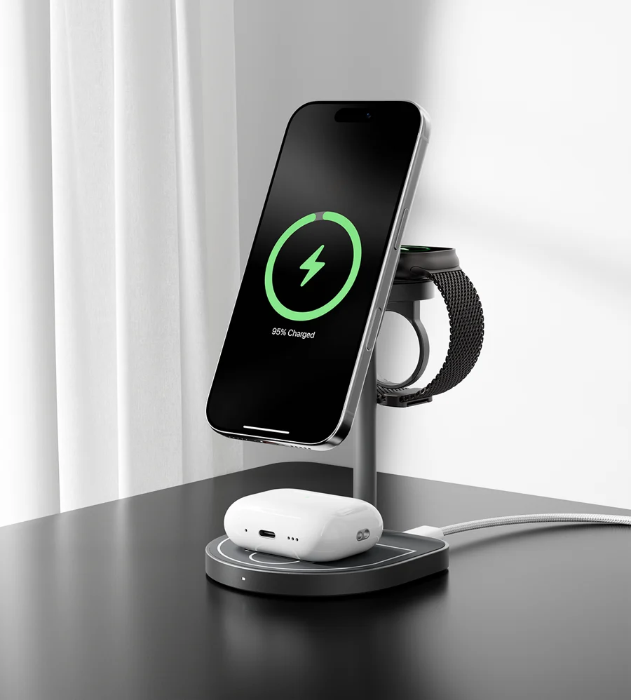 KUXIU 3-Point Power Creative 3-in-1 MagSafe Charging Stand