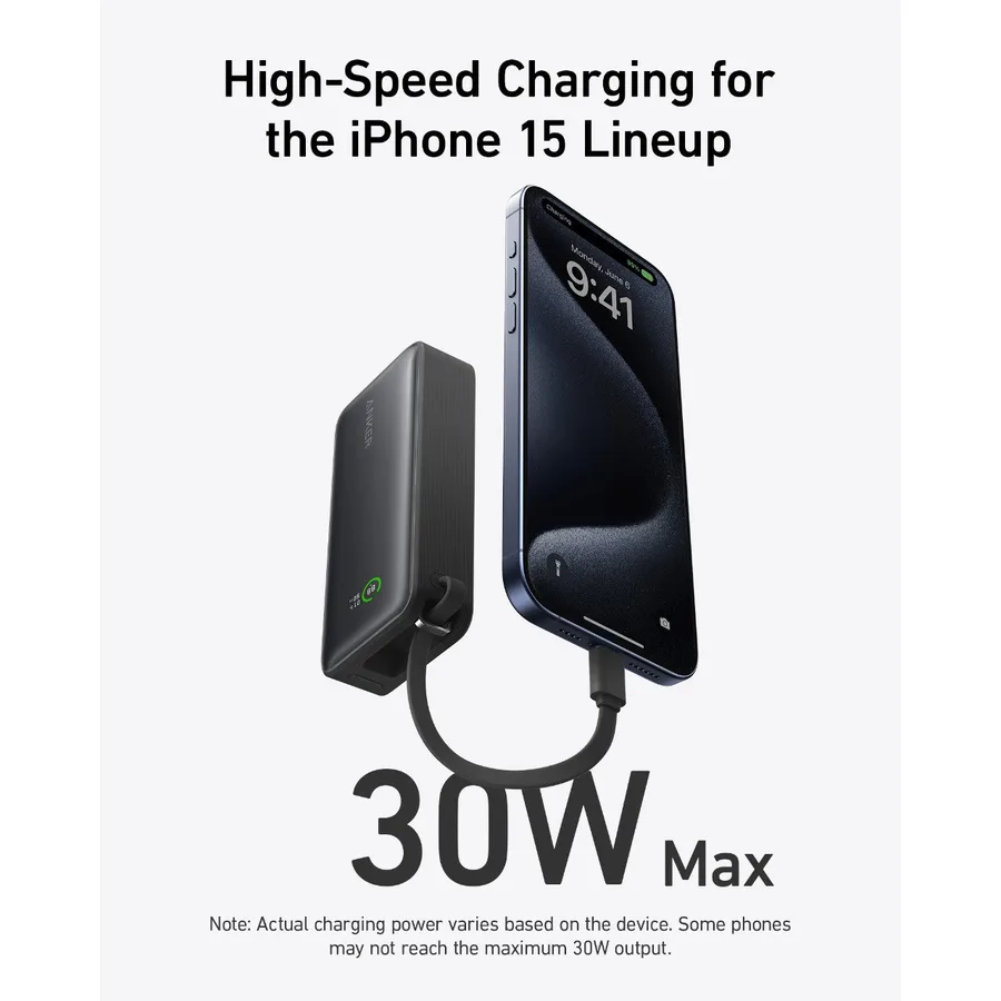 Anker Nano Power Bank (30W, Built-In USB-C Cable)